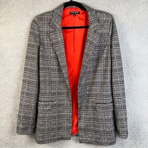 David Lerner Blazer Womens XS Black Tweed Plaid Classic Chic Jacket